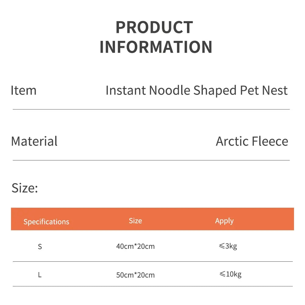 Instant Noodle Warm Dog Cat Nest Beds Cushion